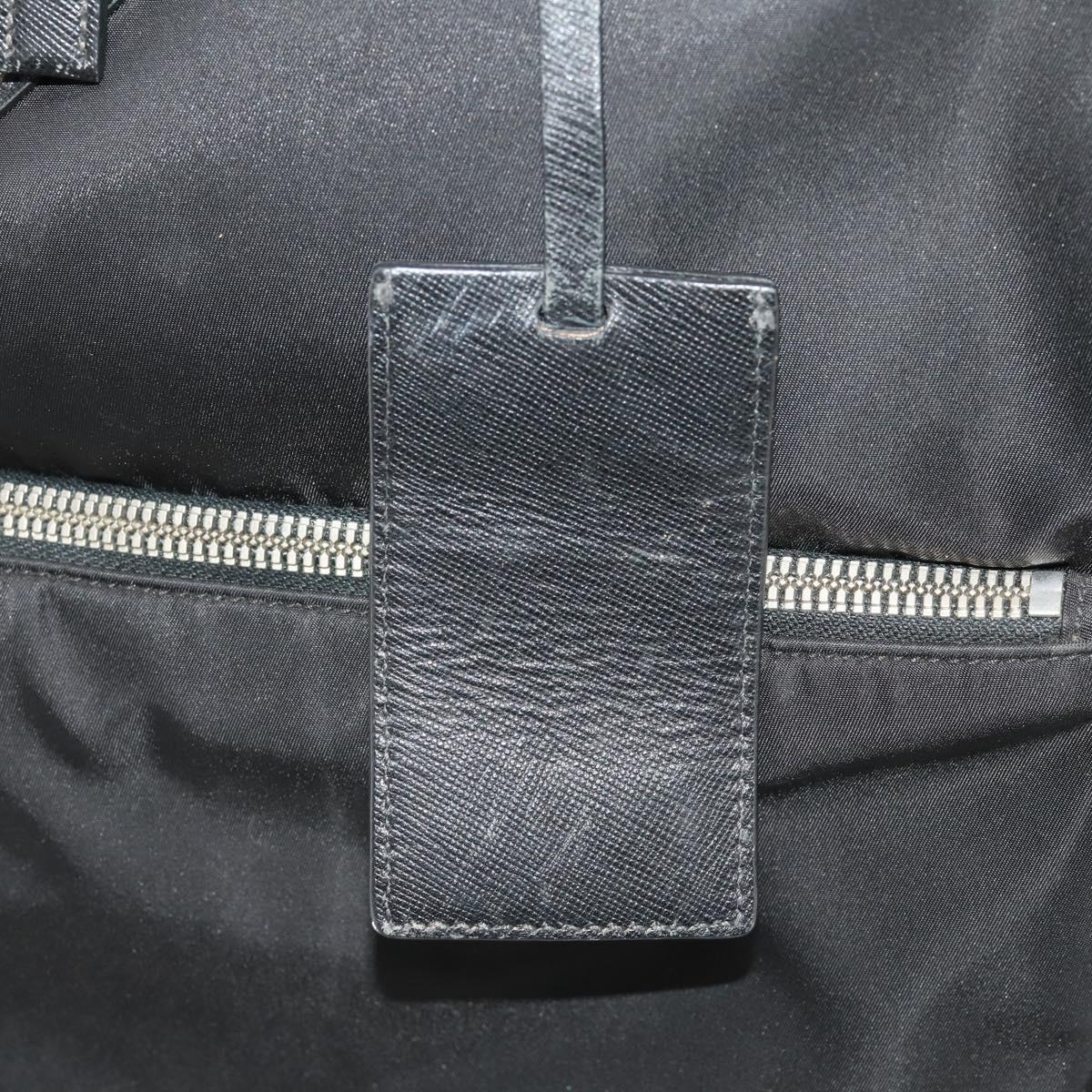 PRADA Carry Case Trunk Nylon Black Silver Auth fm5302