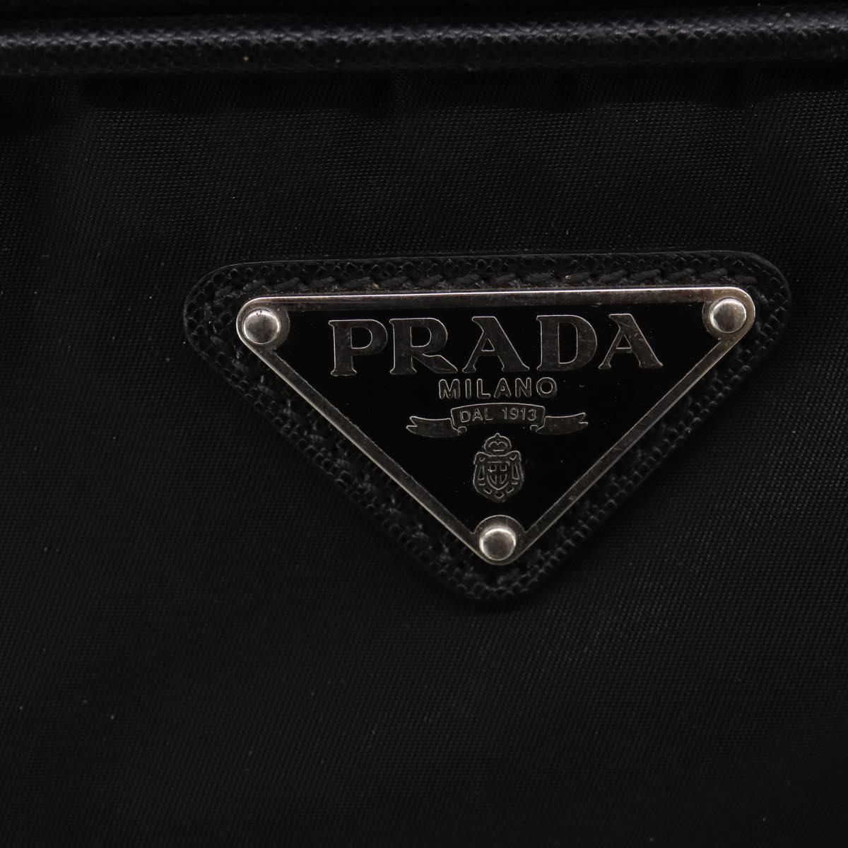 PRADA Carry Case Trunk Nylon Black Silver Auth fm5302