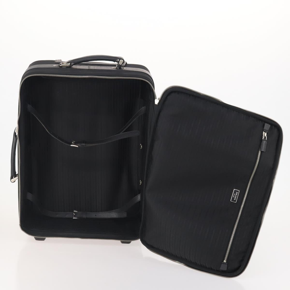 PRADA Carry Case Trunk Nylon Black Silver Auth fm5302