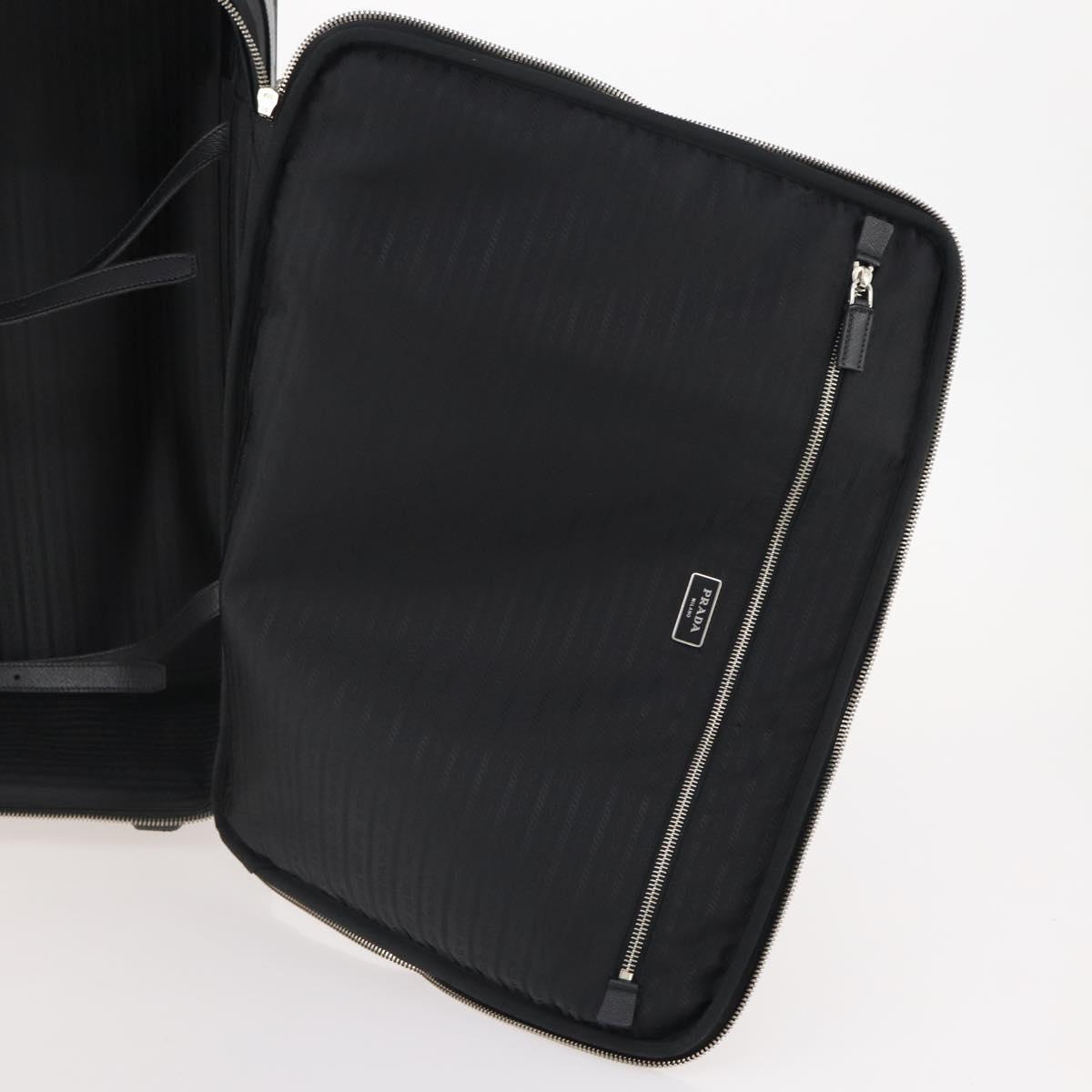 PRADA Carry Case Trunk Nylon Black Silver Auth fm5302