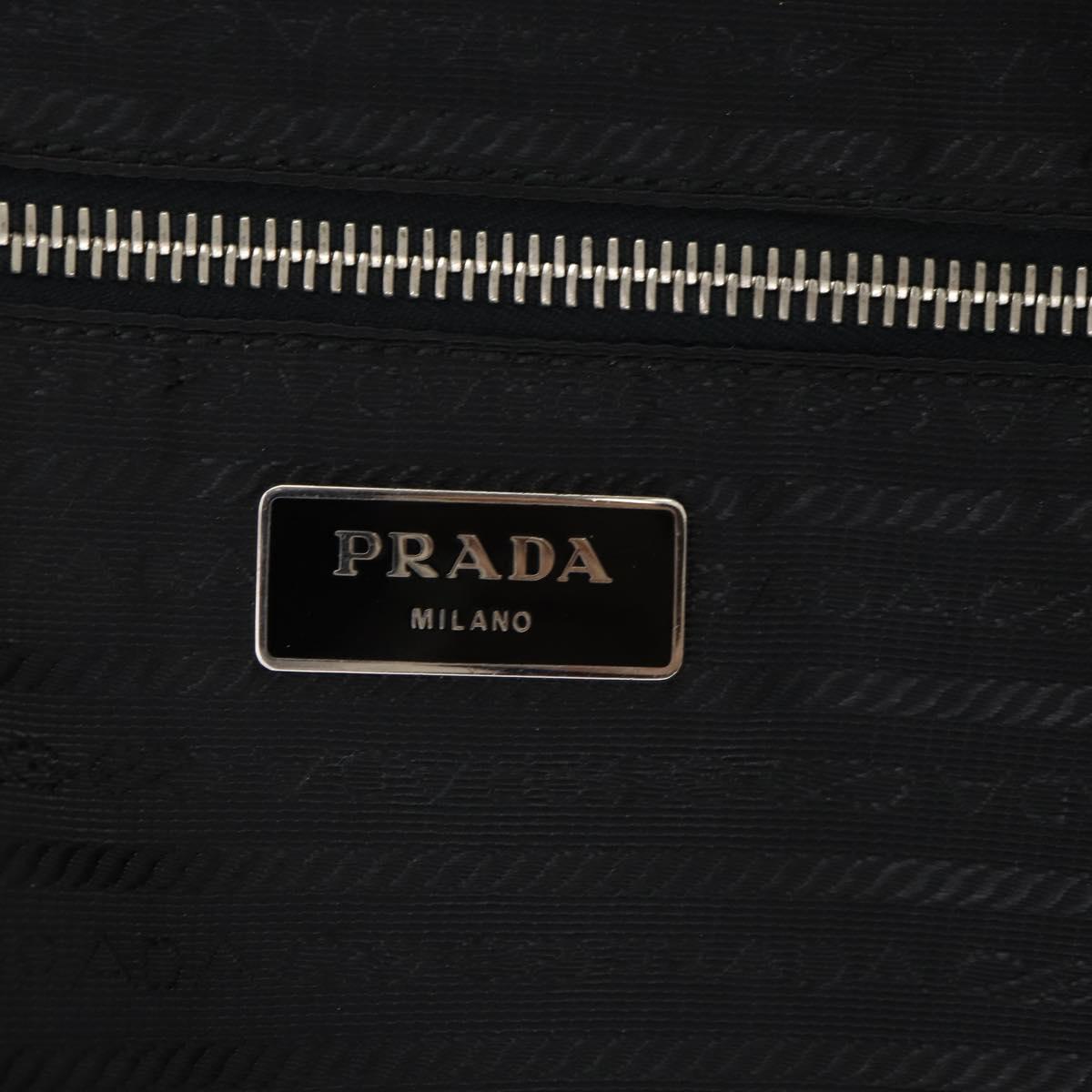 PRADA Carry Case Trunk Nylon Black Silver Auth fm5302