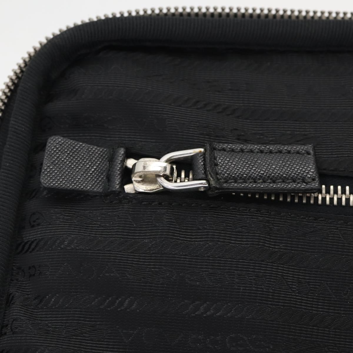 PRADA Carry Case Trunk Nylon Black Silver Auth fm5302