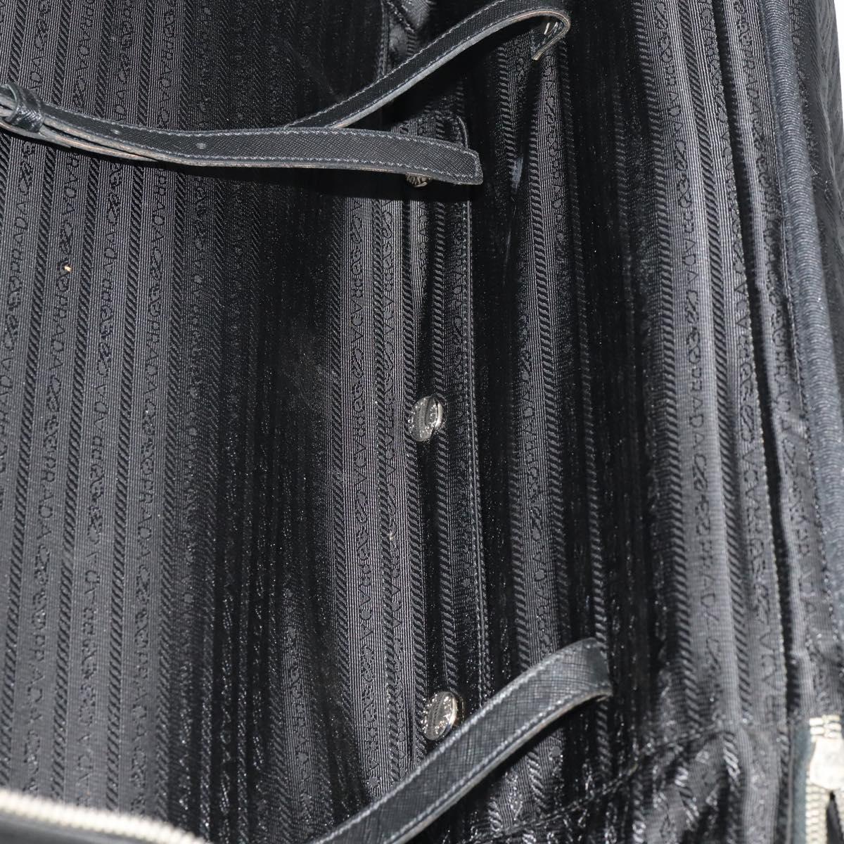 PRADA Carry Case Trunk Nylon Black Silver Auth fm5302