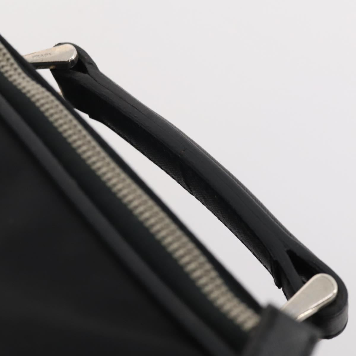 PRADA Carry Case Trunk Nylon Black Silver Auth fm5302