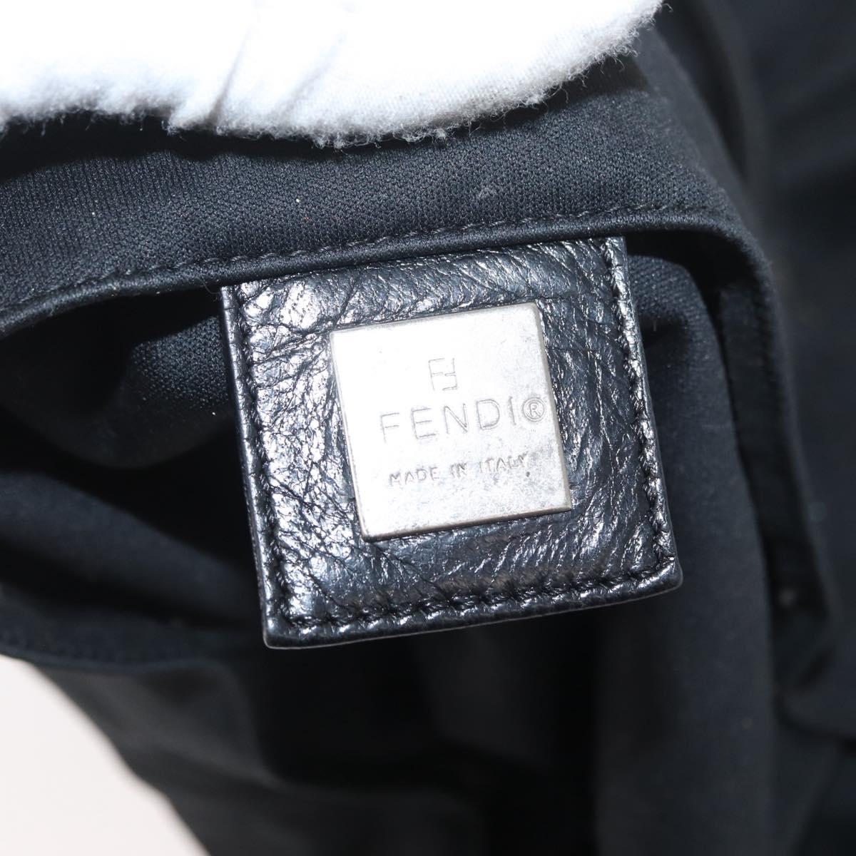 FENDI Tote Bag Nylon Black Silver Auth fm5308