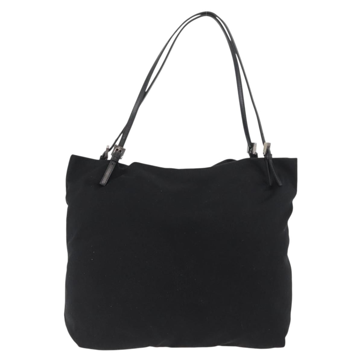 FENDI Tote Bag Nylon Black Silver Auth fm5308