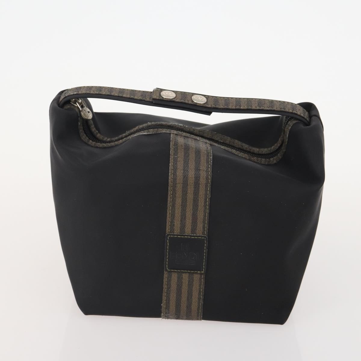 FENDI Pecan Canvas Zucchino Canvas Hand Bag 3 Set Brown Black Navy Auth fm5309