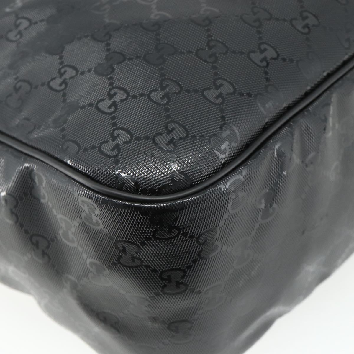 GUCCI GG implementation Shoulder Bag PVC Black Silver 211107 Auth fm5312A