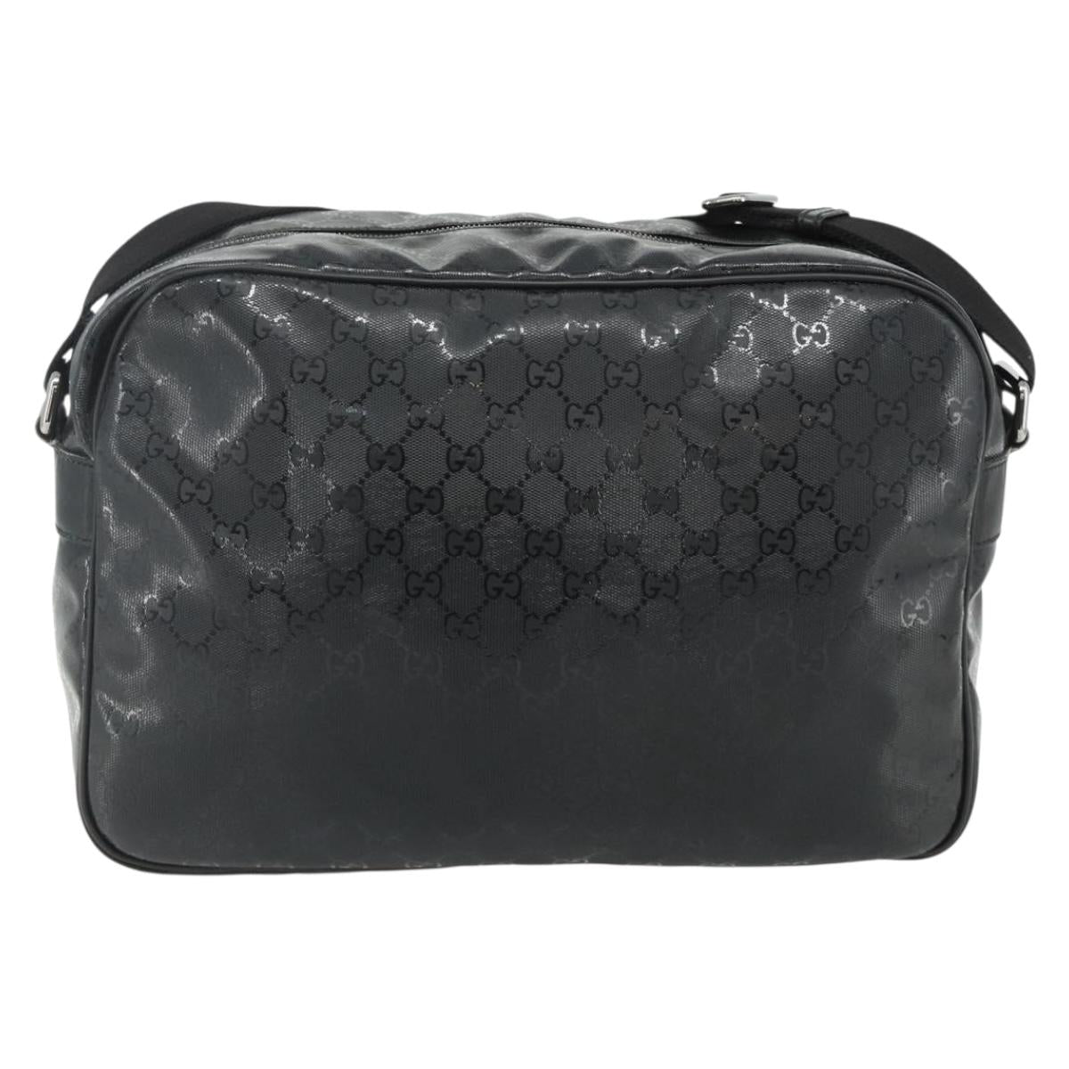 GUCCI GG implementation Shoulder Bag PVC Black Silver 211107 Auth fm5312A