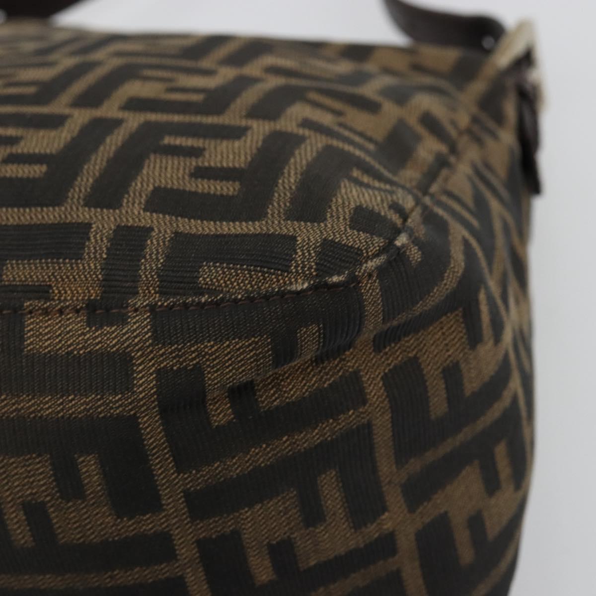FENDI Zucca Canvas Mamma Baguette Bag Black Brown 222826426 Auth fm5313A
