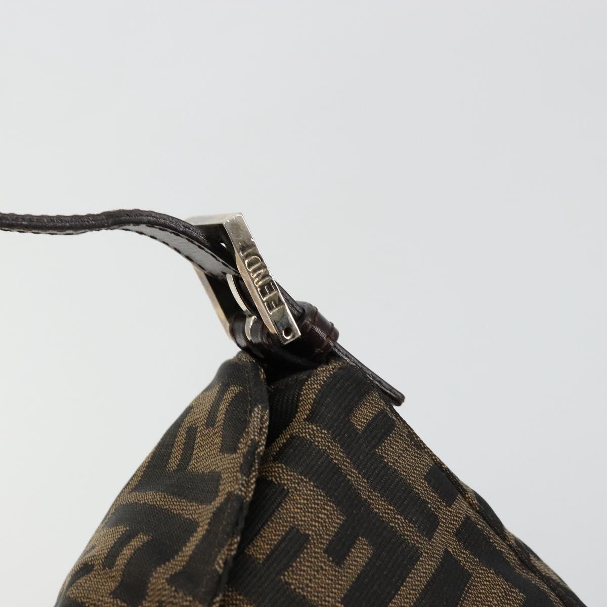FENDI Zucca Canvas Mamma Baguette Bag Black Brown 222826426 Auth fm5313A