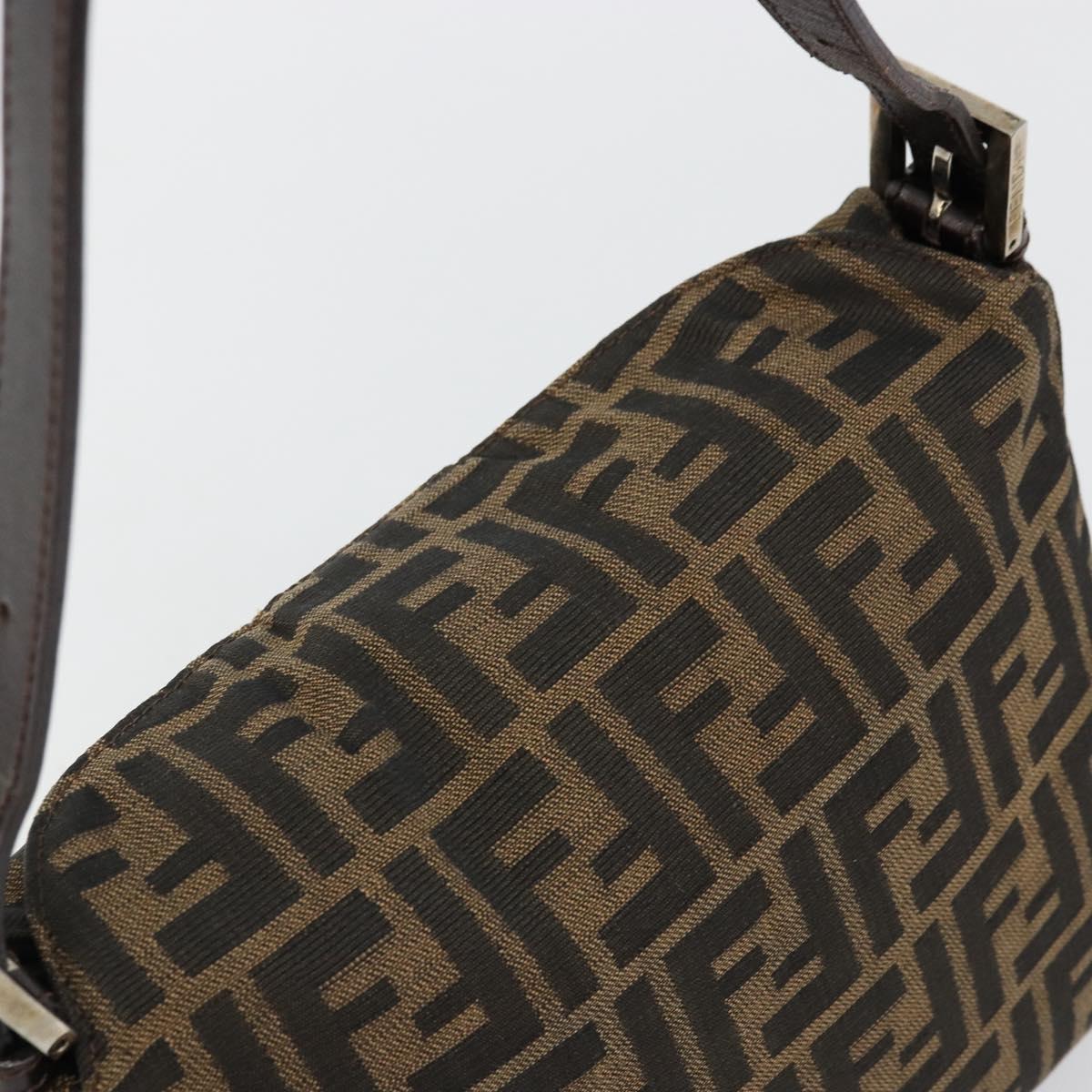 FENDI Zucca Canvas Mamma Baguette Bag Black Brown 222826426 Auth fm5313A
