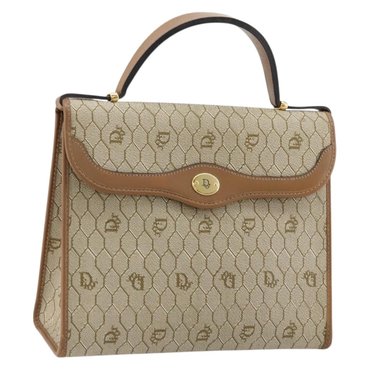 Christian Dior Honeycomb Canvas Bag PVC Beige Gold 000 109 0122 Auth fm5314A