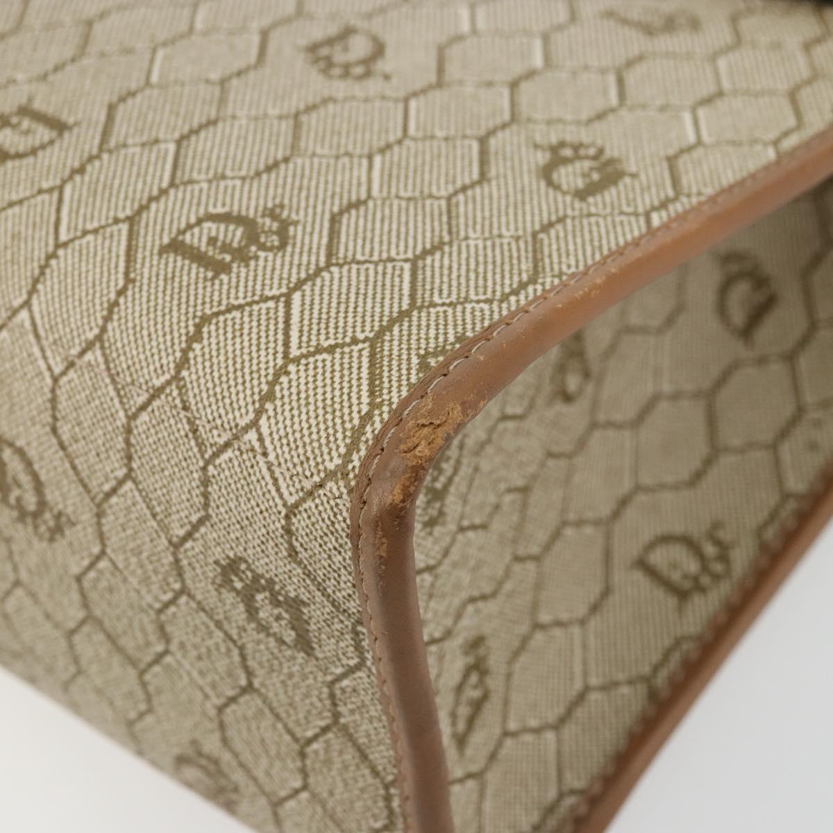 Christian Dior Honeycomb Canvas Bag PVC Beige Gold 000 109 0122 Auth fm5314A