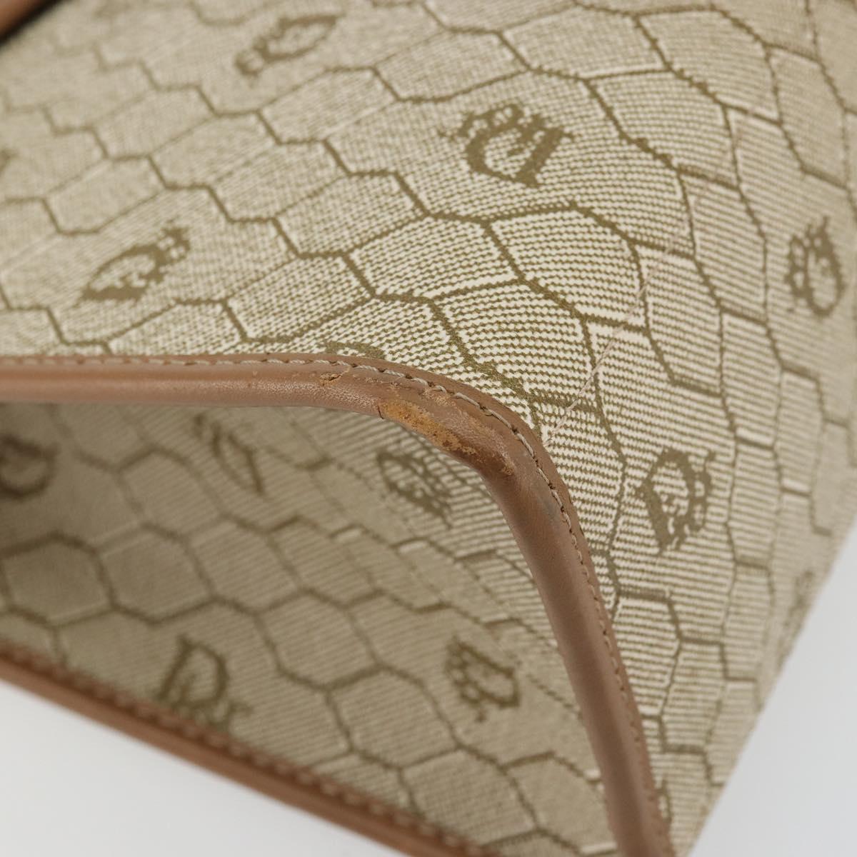 Christian Dior Honeycomb Canvas Bag PVC Beige Gold 000 109 0122 Auth fm5314A