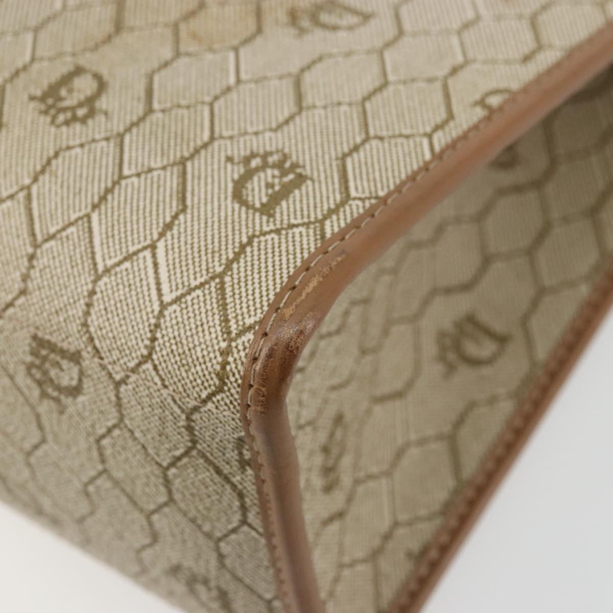 Christian Dior Honeycomb Canvas Bag PVC Beige Gold 000 109 0122 Auth fm5314A