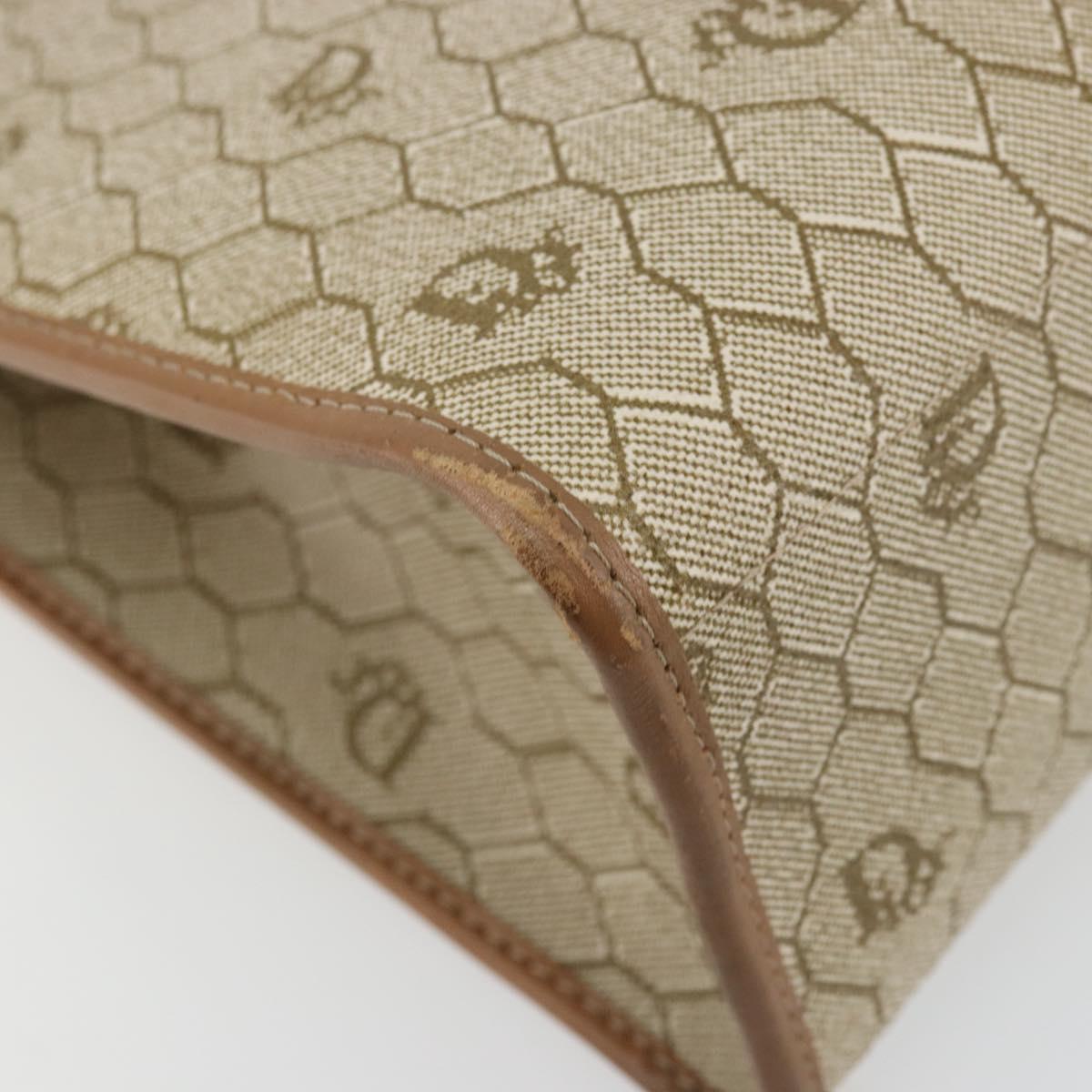Christian Dior Honeycomb Canvas Bag PVC Beige Gold 000 109 0122 Auth fm5314A