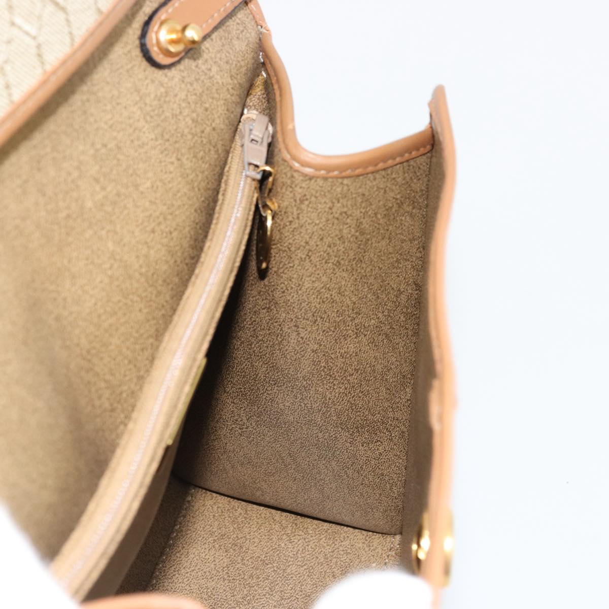Christian Dior Honeycomb Canvas Bag PVC Beige Gold 000 109 0122 Auth fm5314A