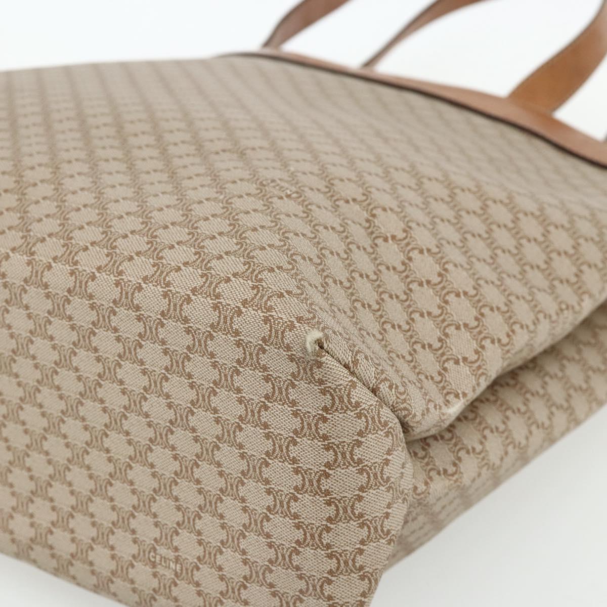 CELINE Macadam Canvas Tote Bag PVC Beige Gold Auth fm5318