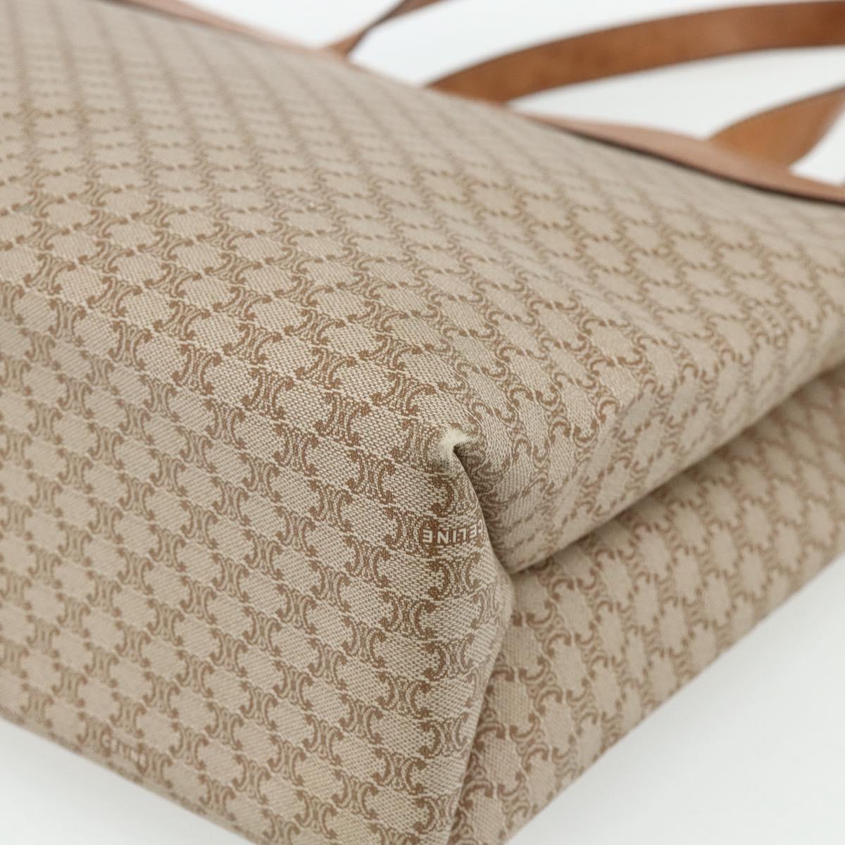CELINE Macadam Canvas Tote Bag PVC Beige Gold Auth fm5318