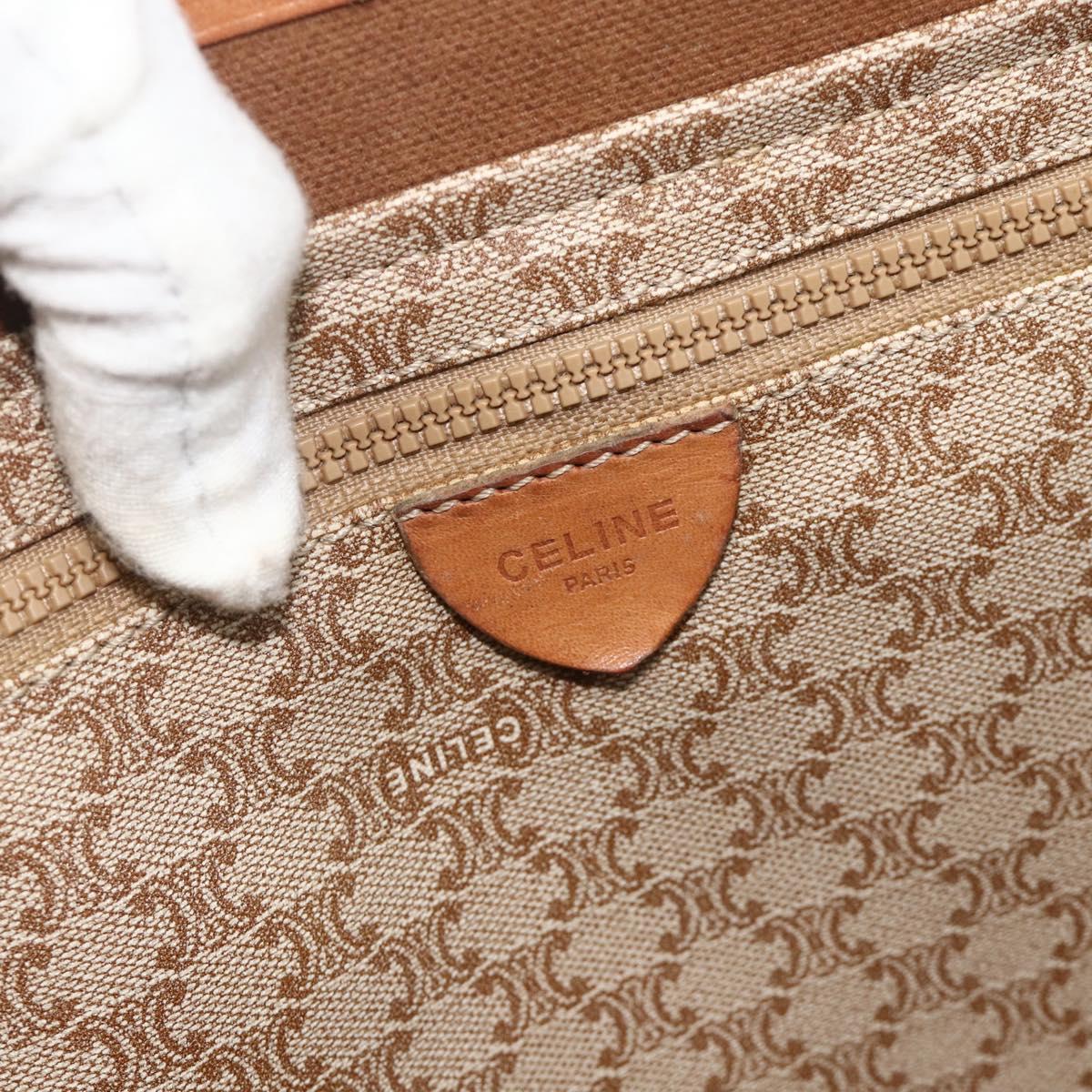 CELINE Macadam Canvas Tote Bag PVC Beige Gold Auth fm5318