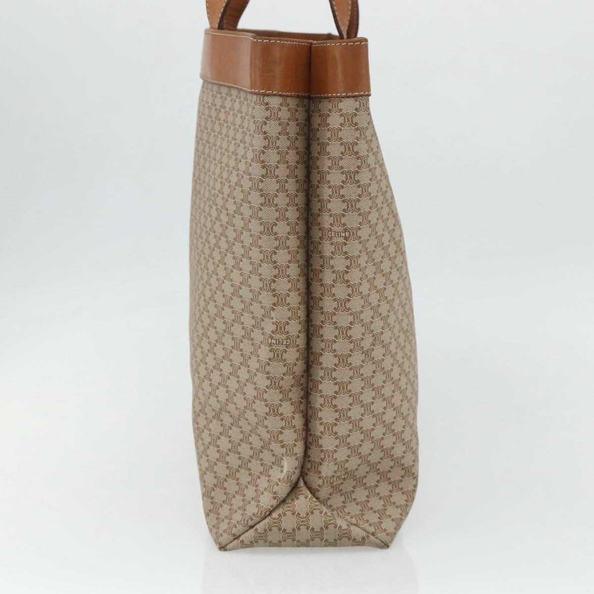 CELINE Macadam Canvas Tote Bag PVC Beige Gold Auth fm5318