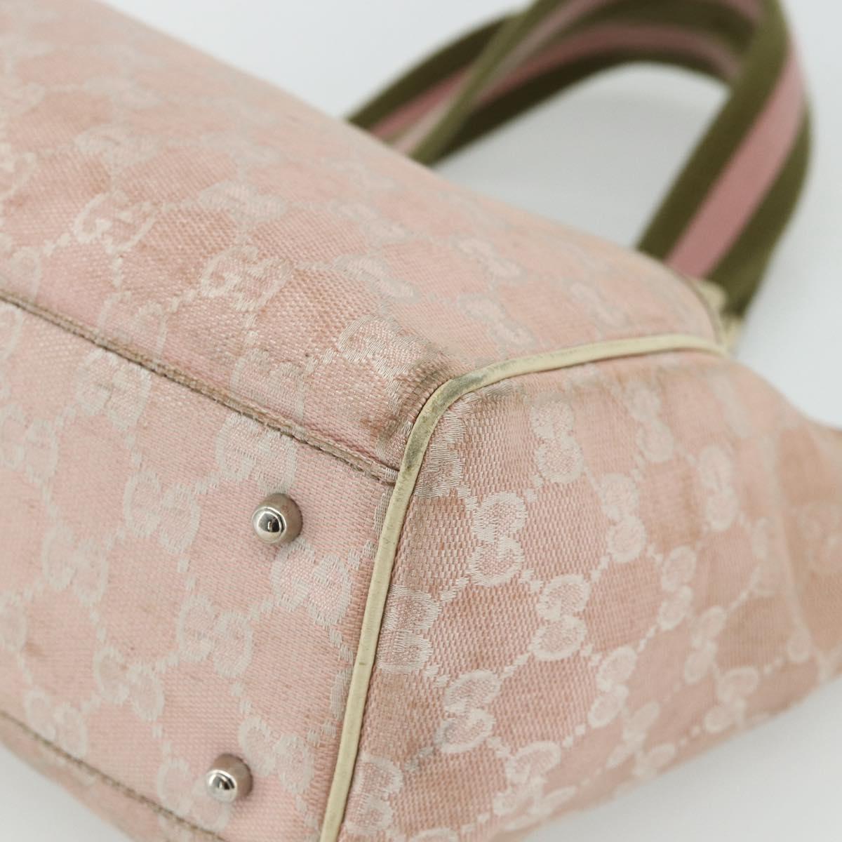 GUCCI GG Canvas Tote Bag Pink Silver 145810 Auth fm5322