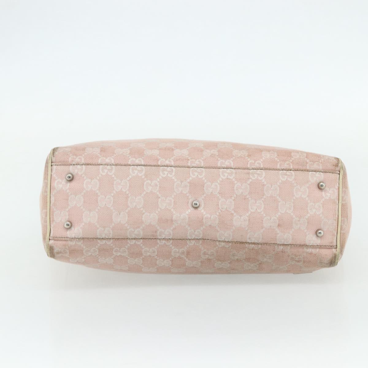 GUCCI GG Canvas Tote Bag Pink Silver 145810 Auth fm5322