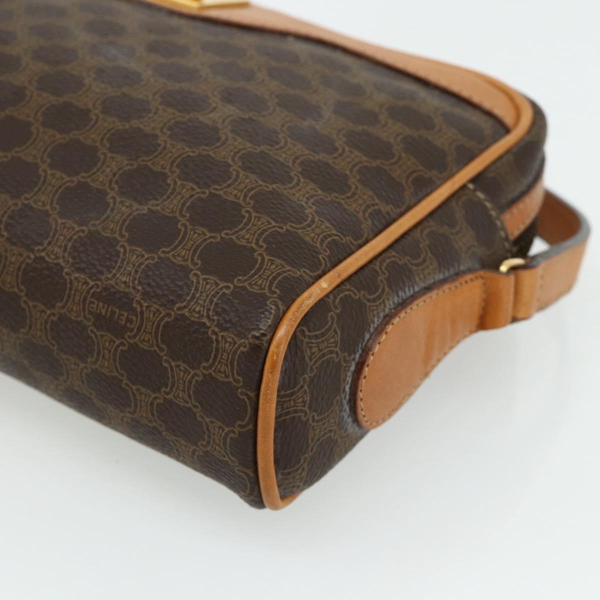 CELINE Macadam Canvas Shoulder Bag PVC Leather Brown Gold Auth fm5323