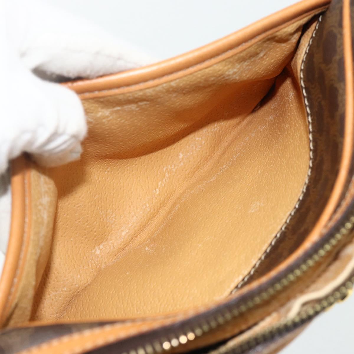 CELINE Macadam Canvas Shoulder Bag PVC Leather Brown Gold Auth fm5323