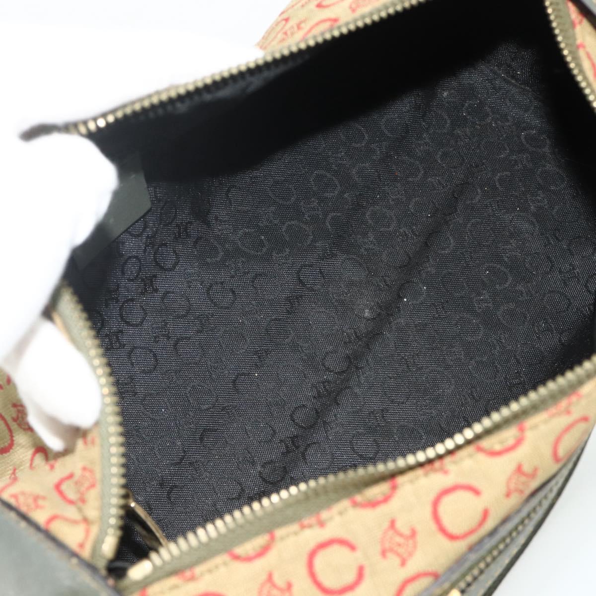 CELINE C Macadam Canvas Shoulder Bag Beige Gold Auth fm5324