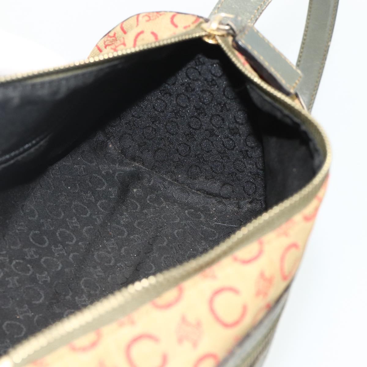 CELINE C Macadam Canvas Shoulder Bag Beige Gold Auth fm5324