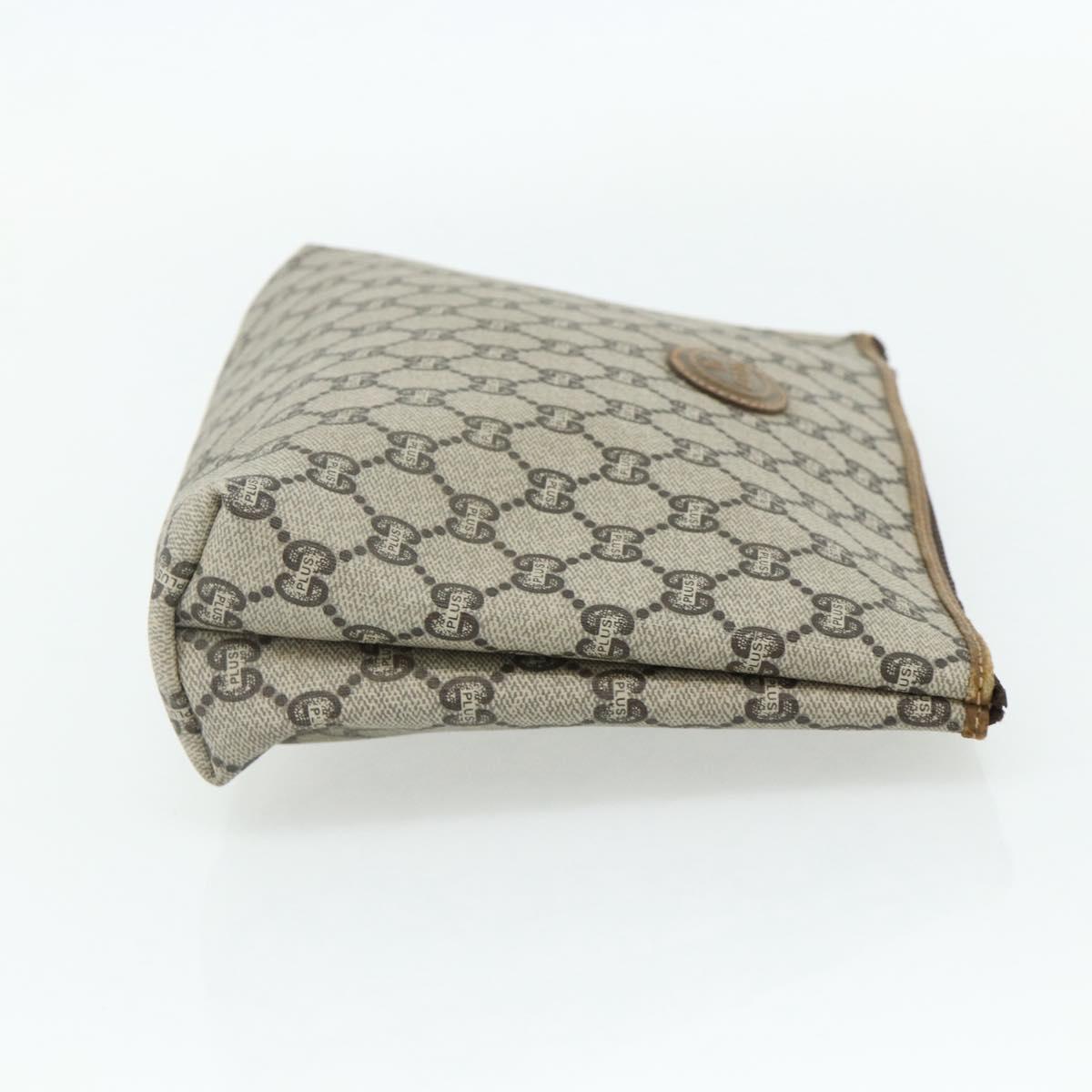 GUCCI GG Plus Supreme Clutch Bag PVC Beige Gold Auth fm5325