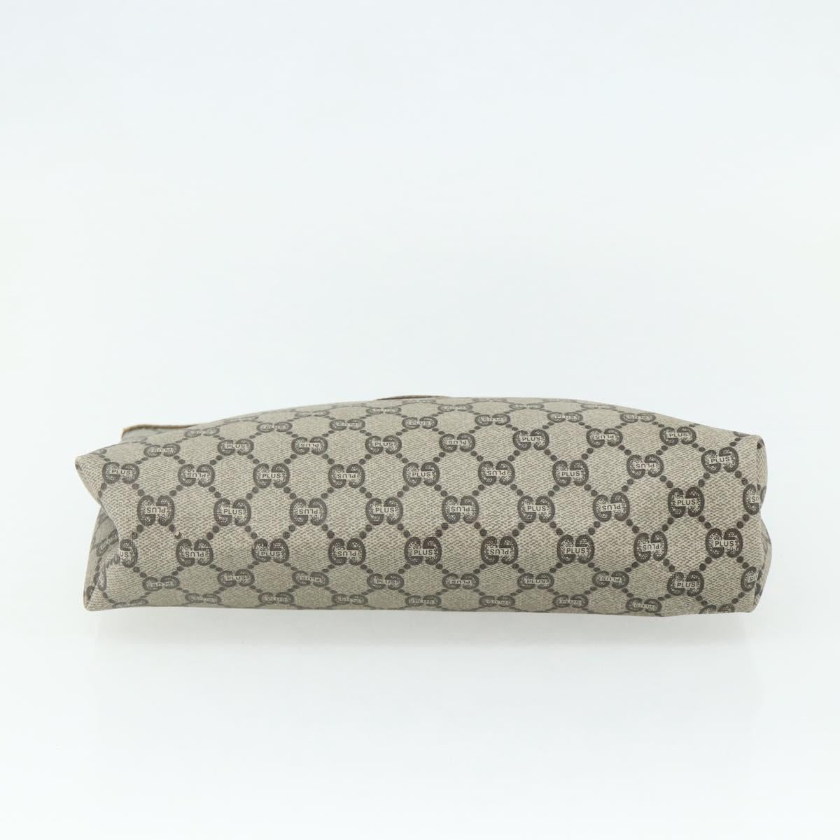 GUCCI GG Plus Supreme Clutch Bag PVC Beige Gold Auth fm5325