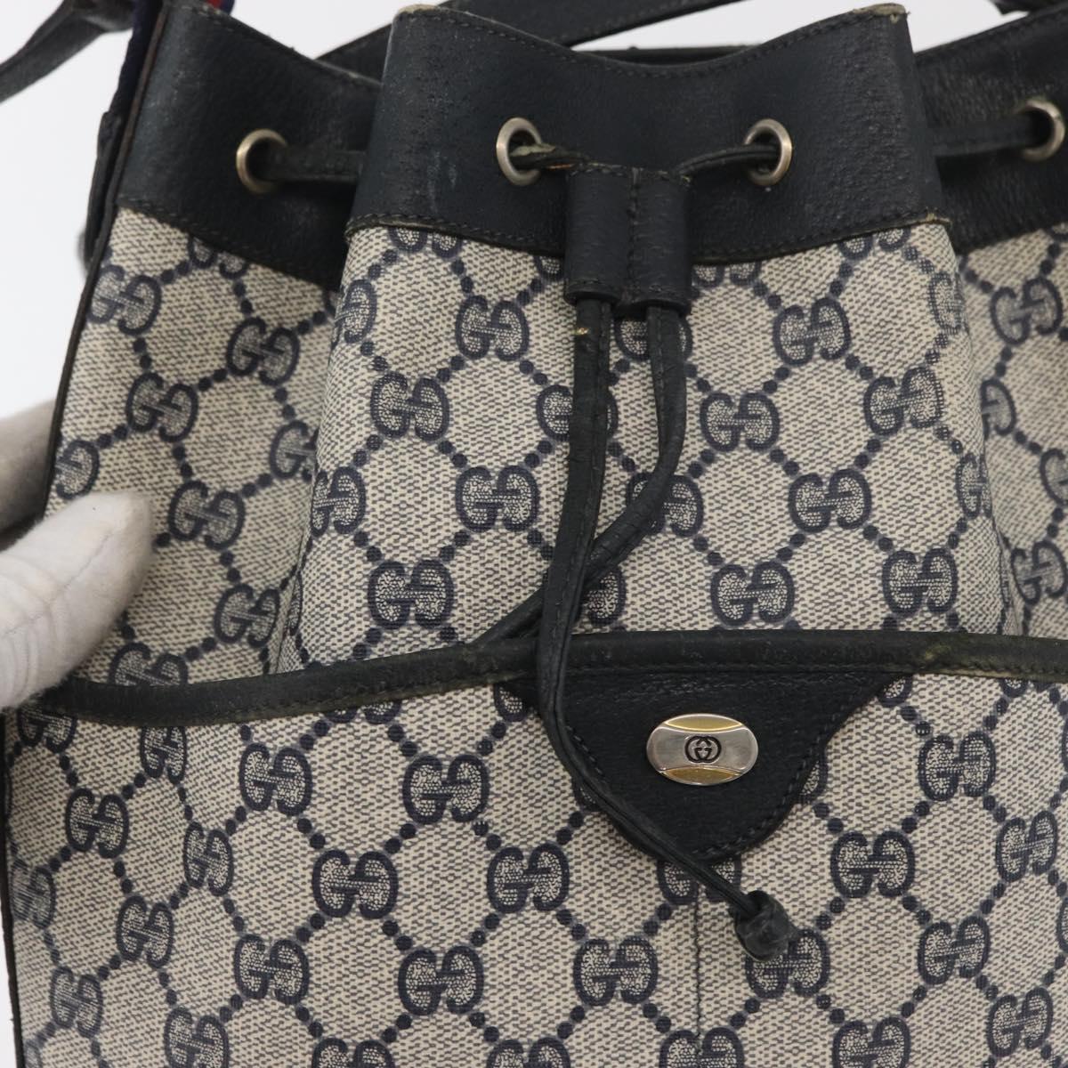 GUCCI GG Supreme Web Sherry Line Purse Bag PVC Navy Gold 41 02 033 Auth fm5327