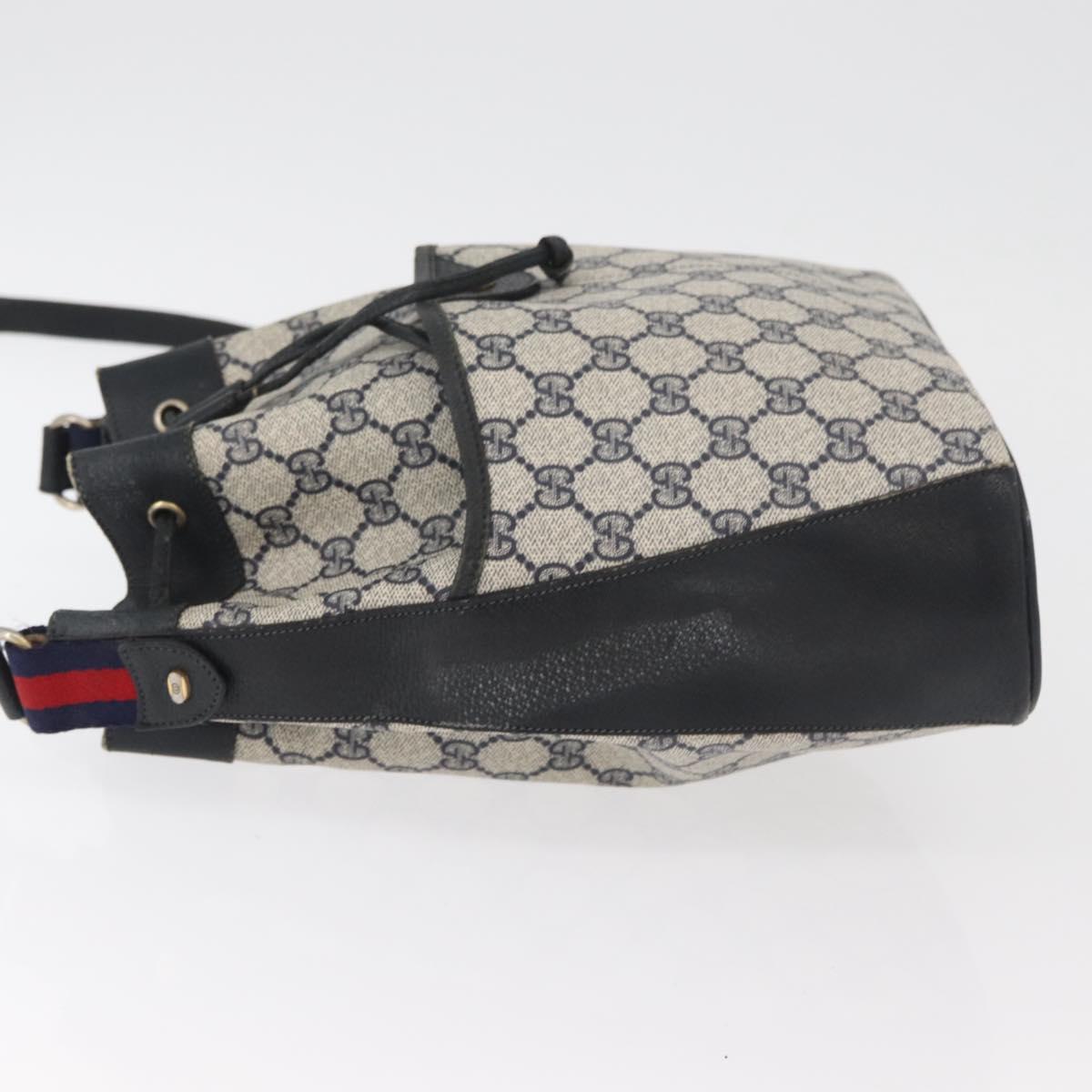 GUCCI GG Supreme Web Sherry Line Purse Bag PVC Navy Gold 41 02 033 Auth fm5327