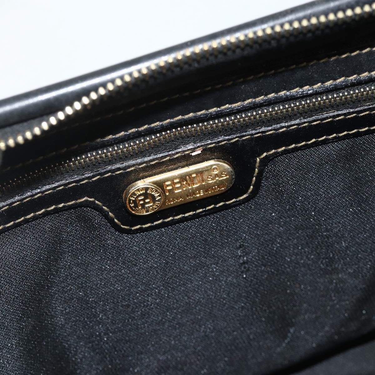 FENDI Pecan Canvas Hand Bag PVC 2way Black Brown Auth fm5333