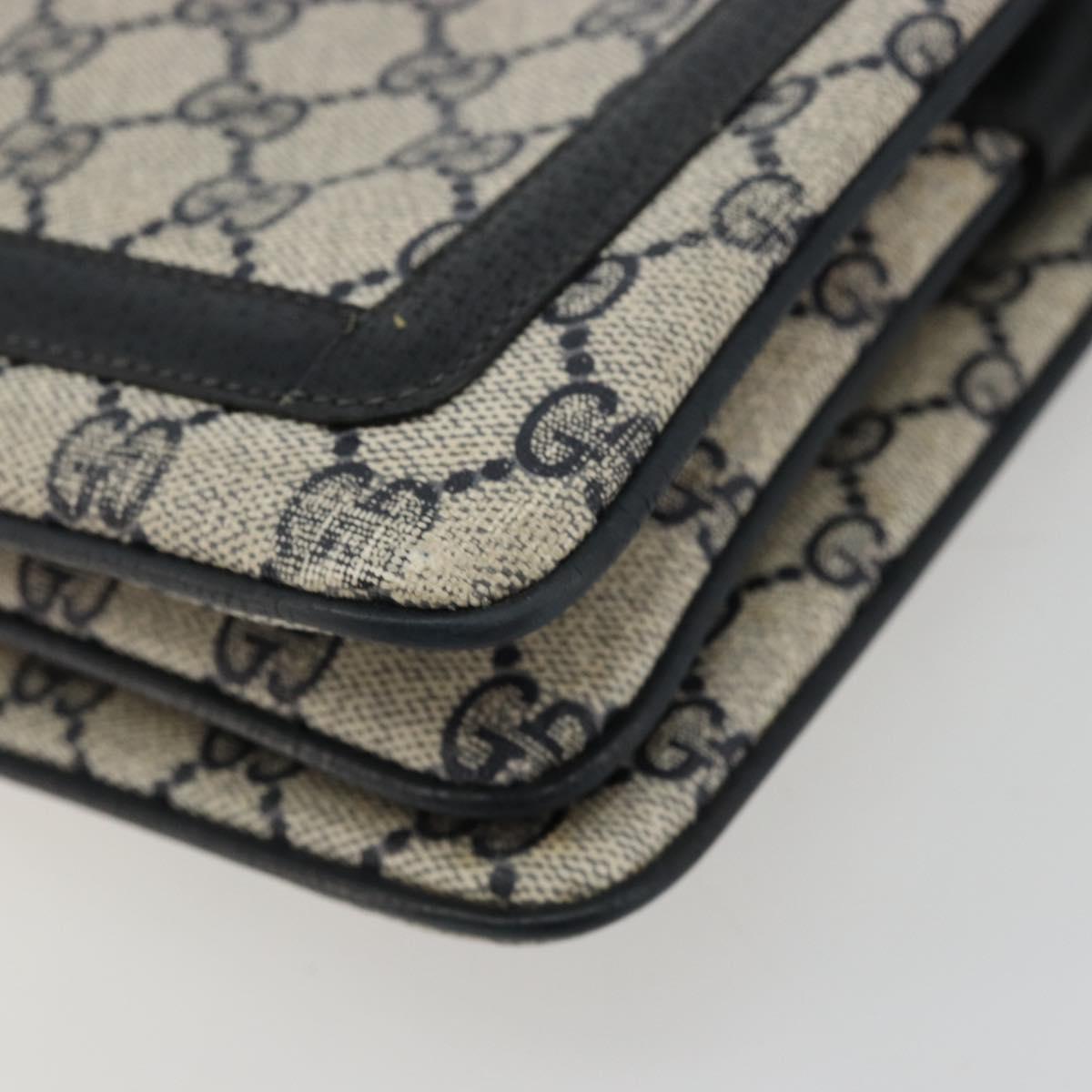 GUCCI GG Supreme Sherry Line Shoulder Bag PVC Navy Gold 41 02 013 Auth fm5338