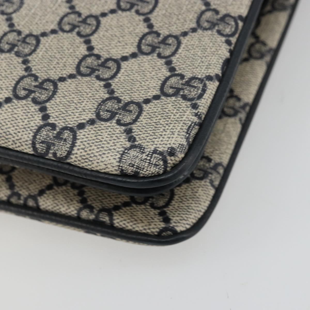 GUCCI GG Supreme Sherry Line Shoulder Bag PVC Navy Gold 41 02 013 Auth fm5338