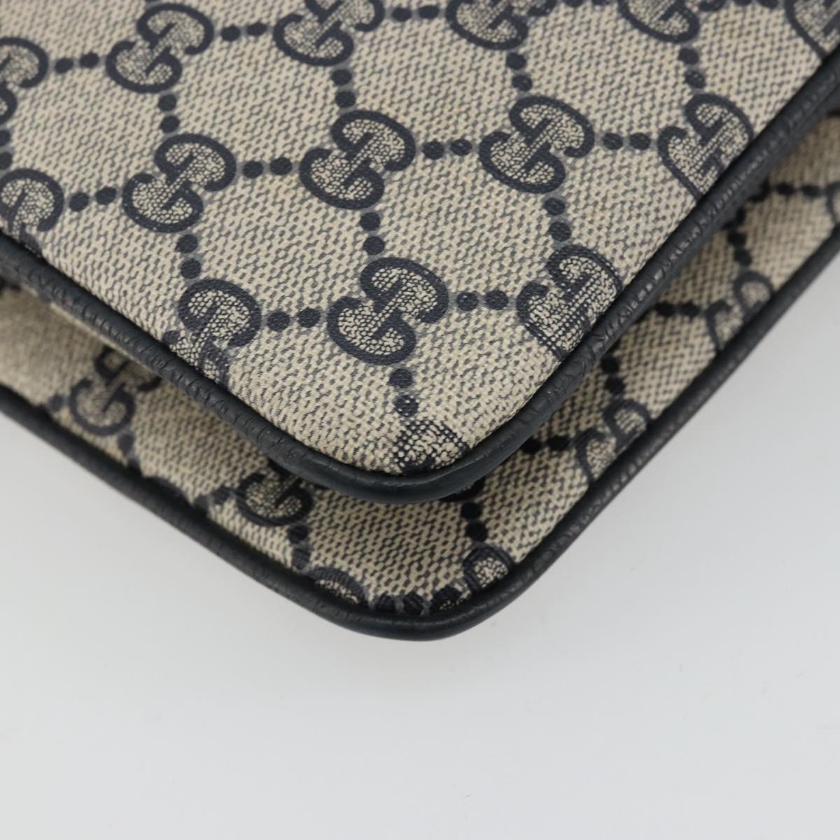 GUCCI GG Supreme Sherry Line Shoulder Bag PVC Navy Gold 41 02 013 Auth fm5338