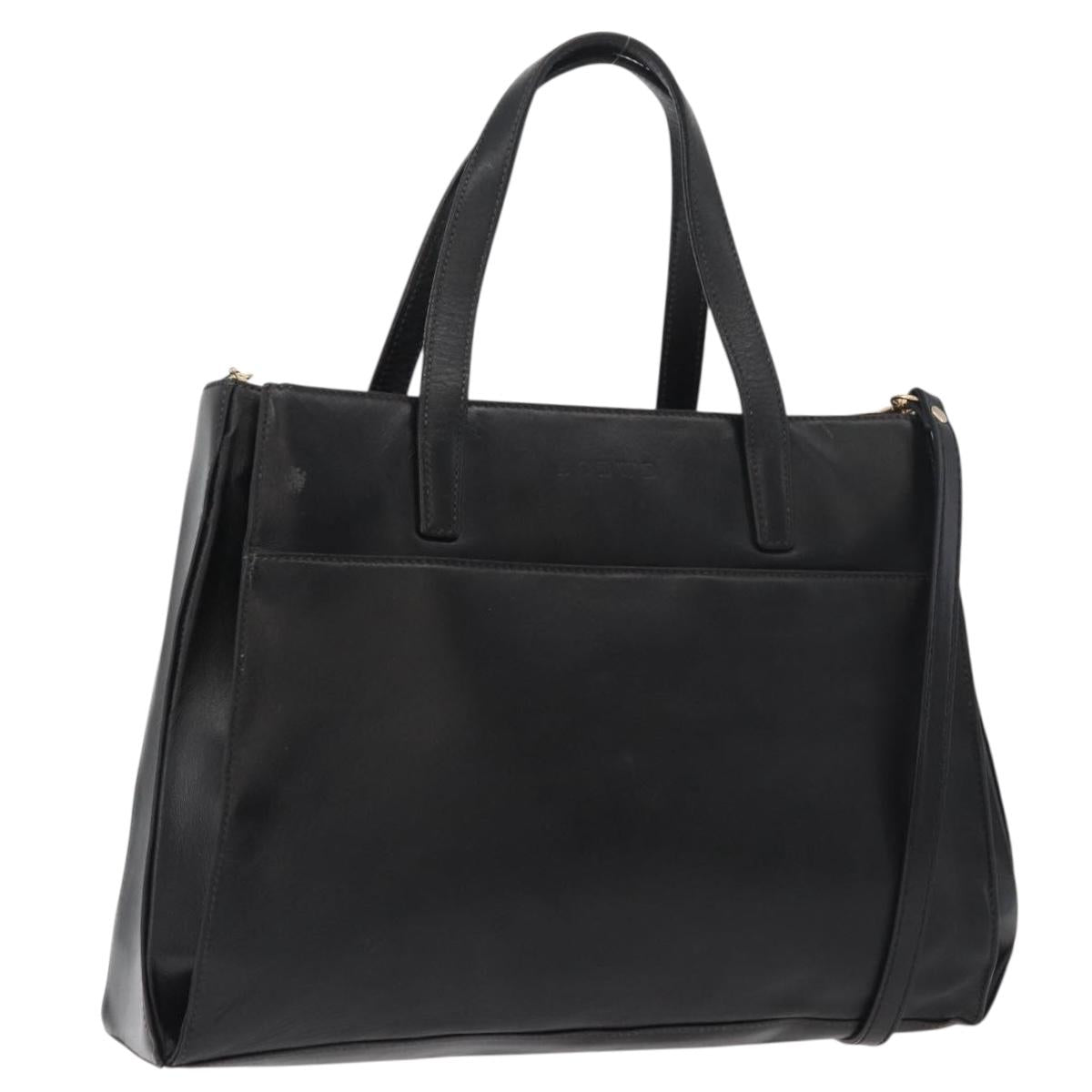 LOEWE Hand Bag Leather 2way Black Gold Auth fm5339