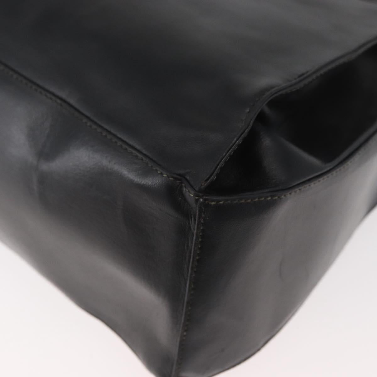 LOEWE Hand Bag Leather 2way Black Gold Auth fm5339