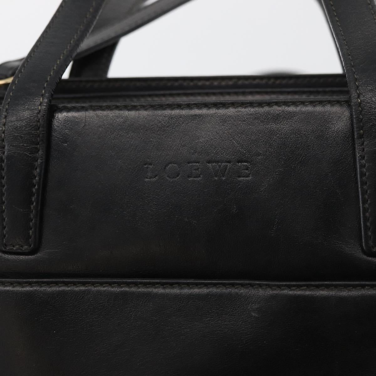LOEWE Hand Bag Leather 2way Black Gold Auth fm5339
