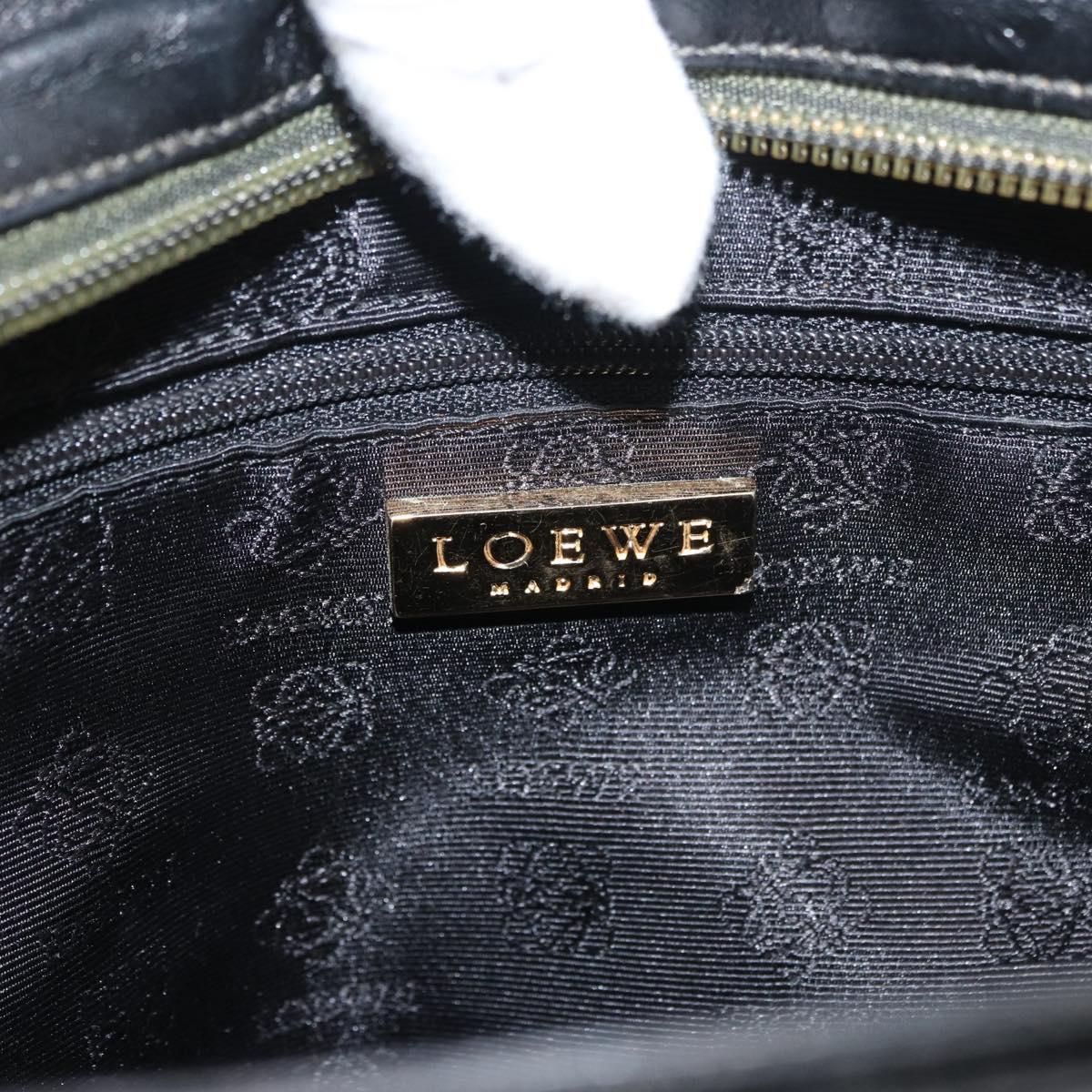 LOEWE Hand Bag Leather 2way Black Gold Auth fm5339