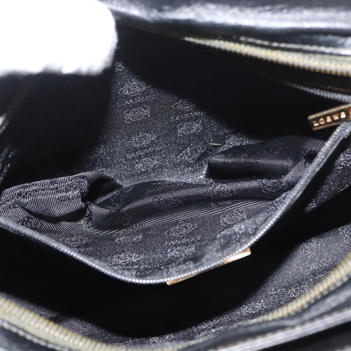 LOEWE Hand Bag Leather 2way Black Gold Auth fm5339