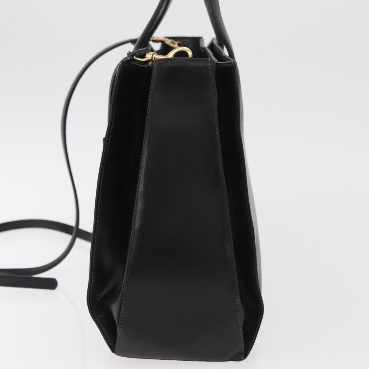 LOEWE Hand Bag Leather 2way Black Gold Auth fm5339