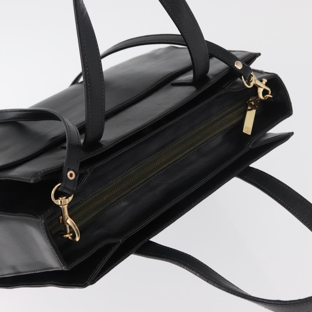LOEWE Hand Bag Leather 2way Black Gold Auth fm5339