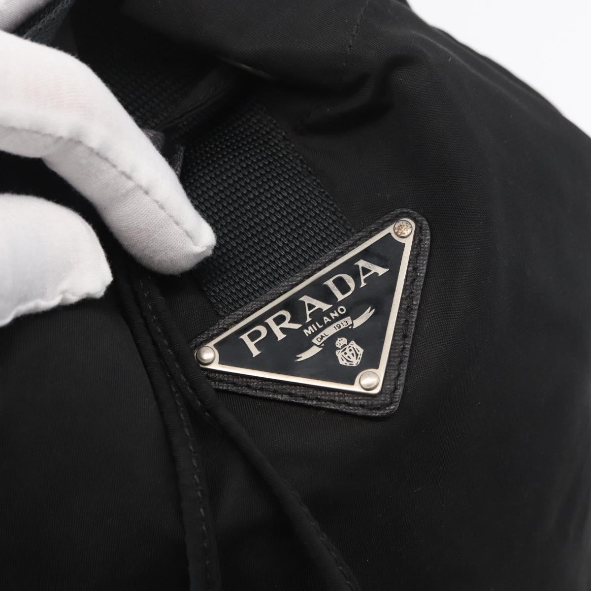 PRADA Purse Shoulder Bag Nylon Black Silver Auth fm5344