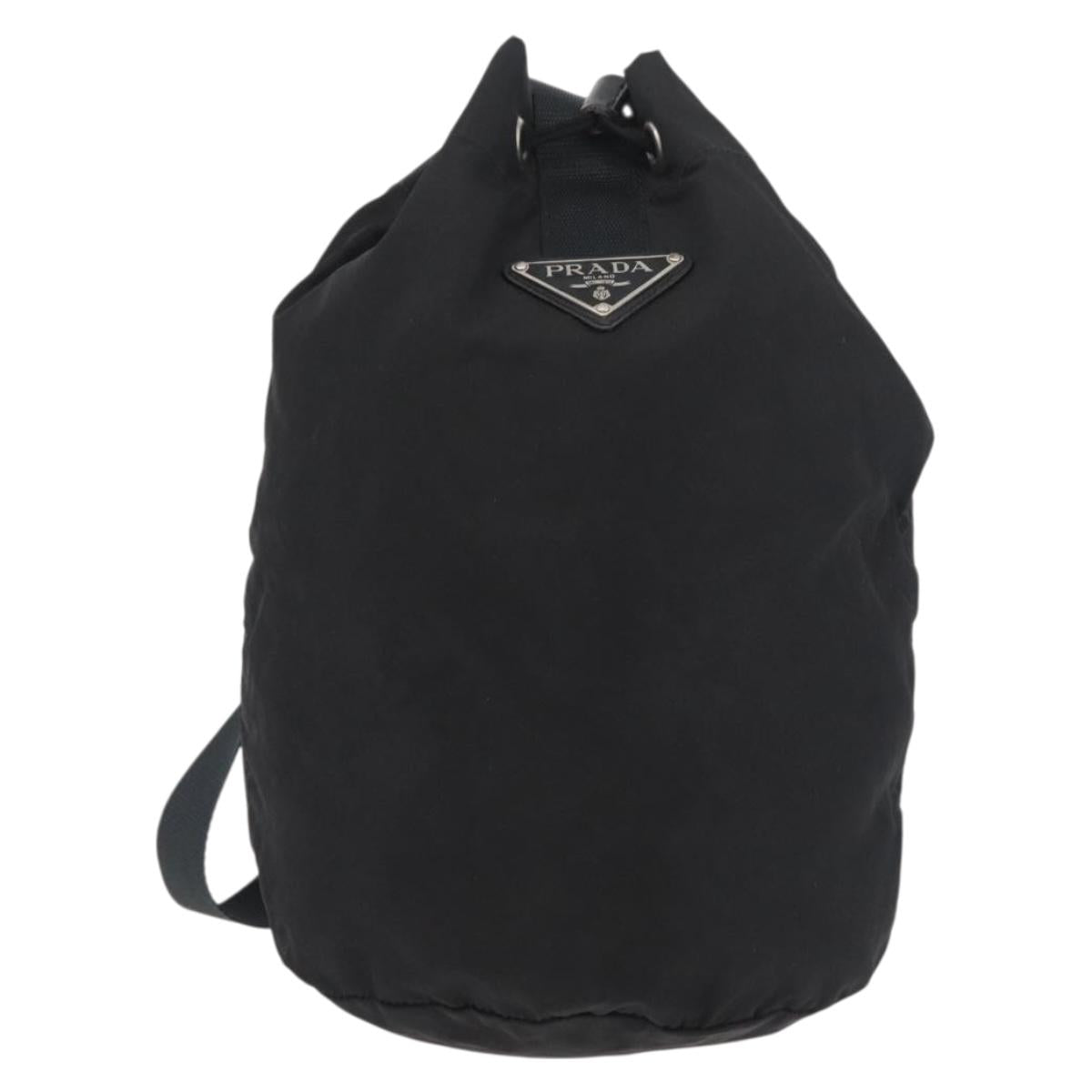 PRADA Purse Shoulder Bag Nylon Black Silver Auth fm5344