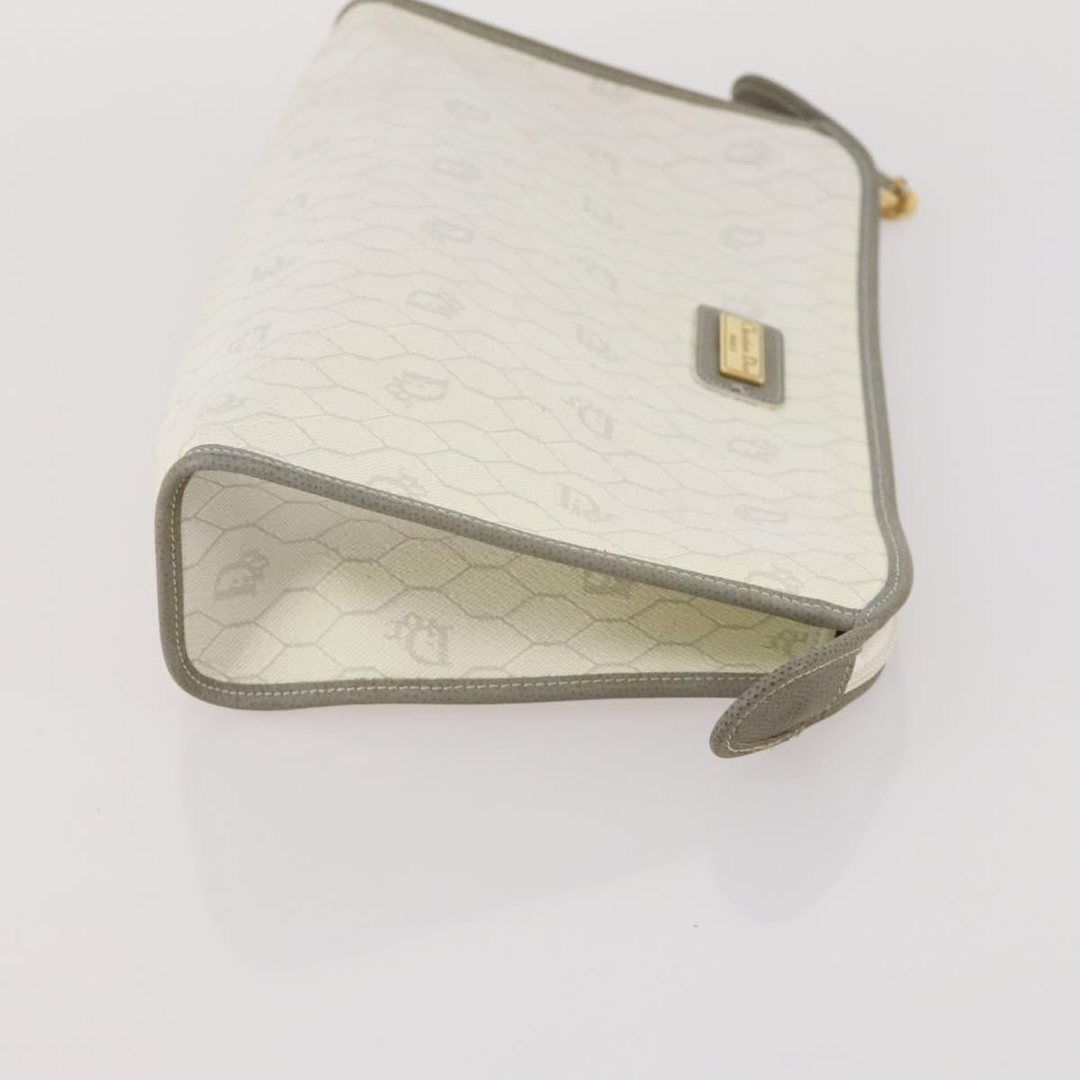 Christian Dior Honeycomb Canvas Clutch Bag PVC 3 Set White Black Auth fm5350